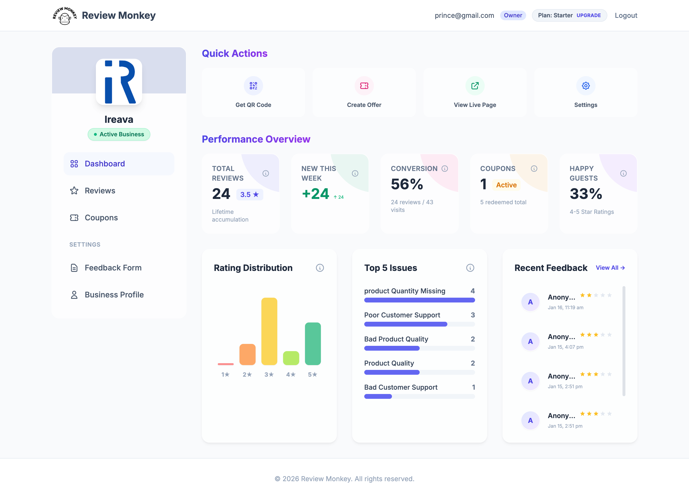 Review Monkey - Main product screenshot demonstrating key features and user interface