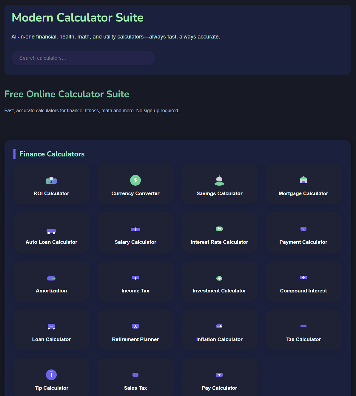 Modern Calculator Suite
