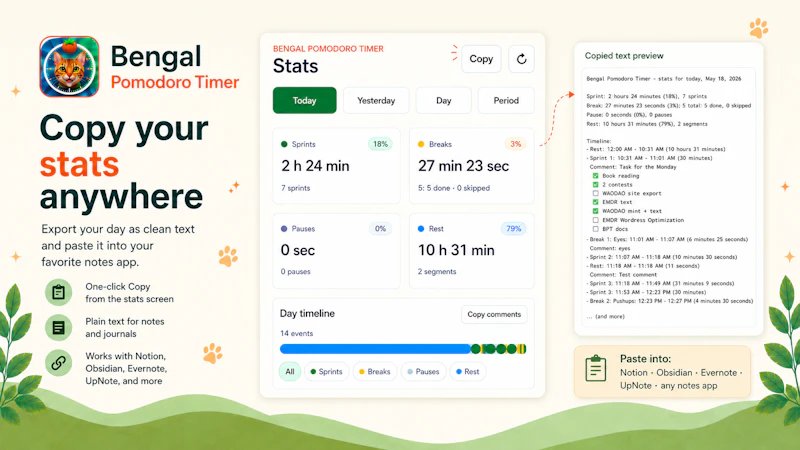 Bengal Pomodoro Timer: Focus & Fitness screenshot 7