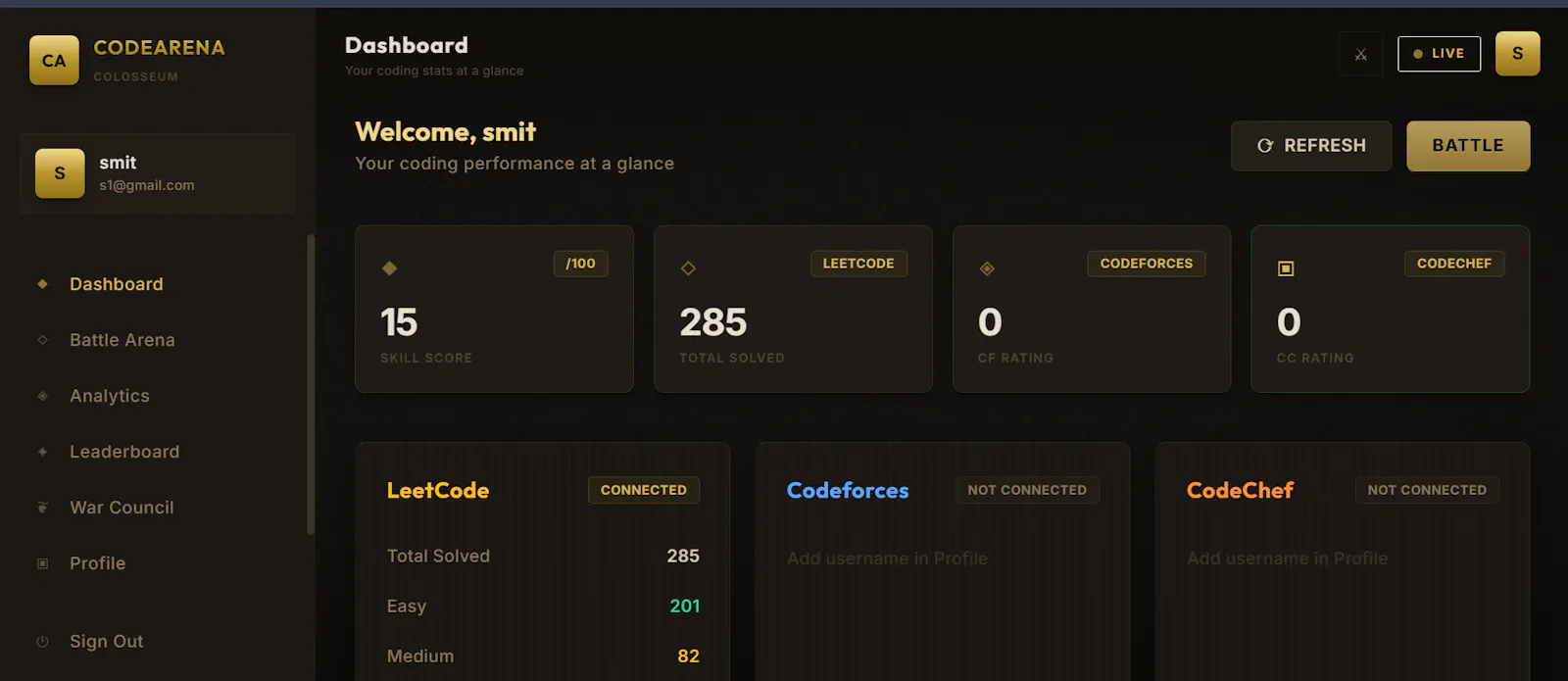 CodeArena — Enter the Colosseum of Code screenshot 1