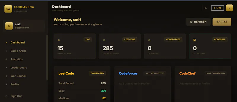CodeArena — Enter the Colosseum of Code screenshot 1