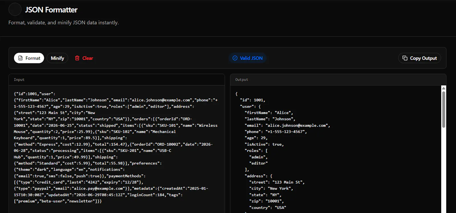 Free JSON Formatter screenshot 1