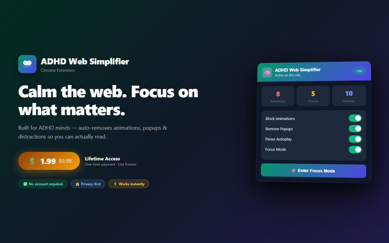 ADHD Web Simplifier