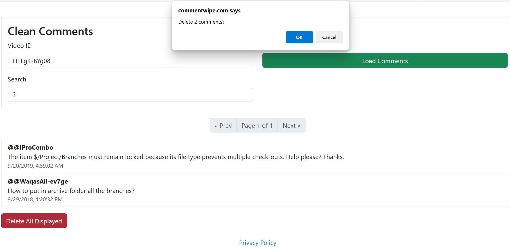 Media CommentWipe - Cari, Penapis & Bulk-Delete Spam Komen di YouTube 5