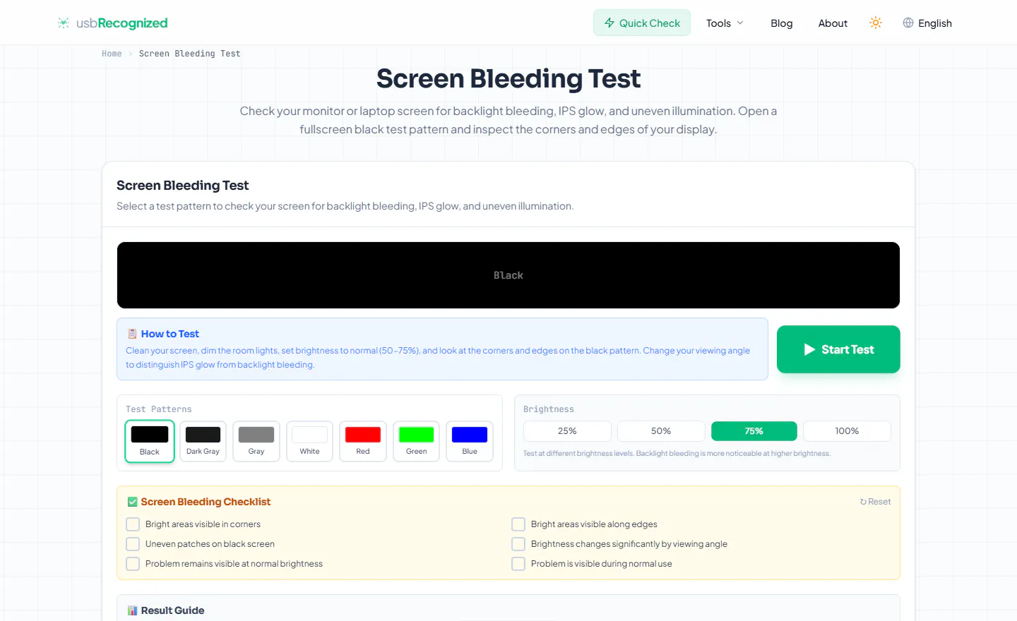 Screen Bleeding Test | usbRecognized gallery image