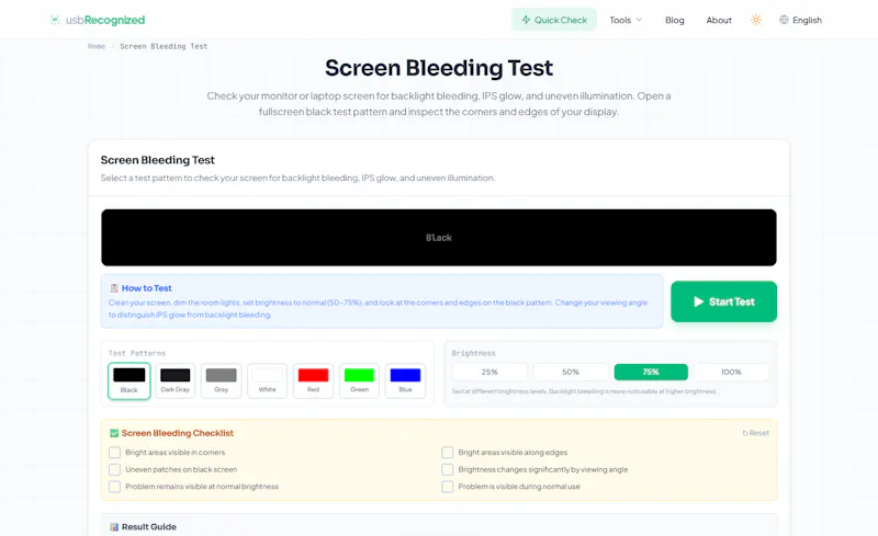 Screen Bleeding Test | usbRecognized screenshot 2