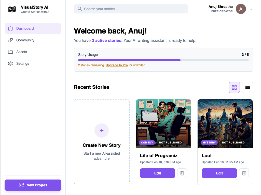 Visual Story AI gallery image