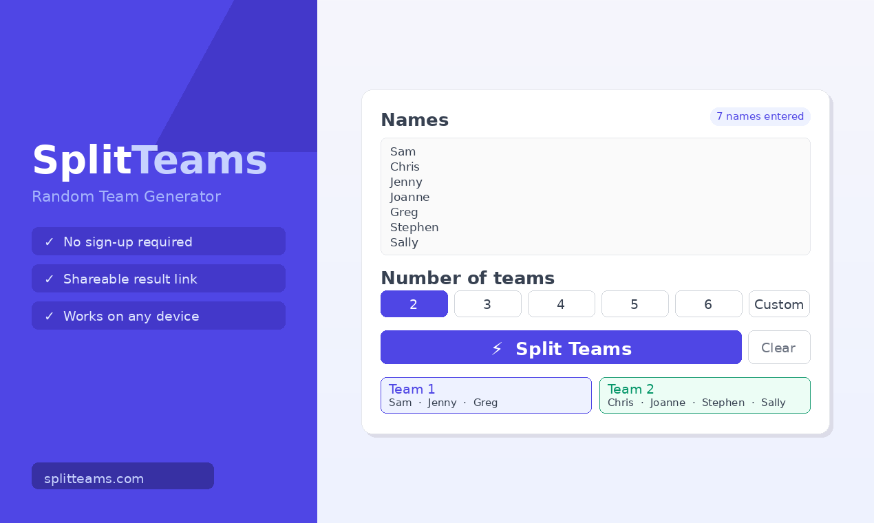 SplitTeams.com gallery image