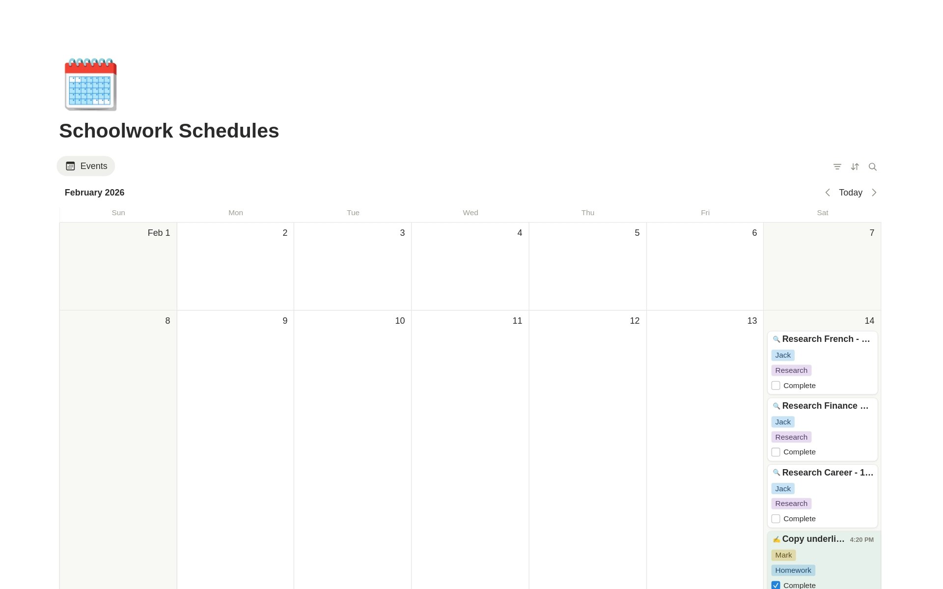 Schoolwork Schedules  gallery image