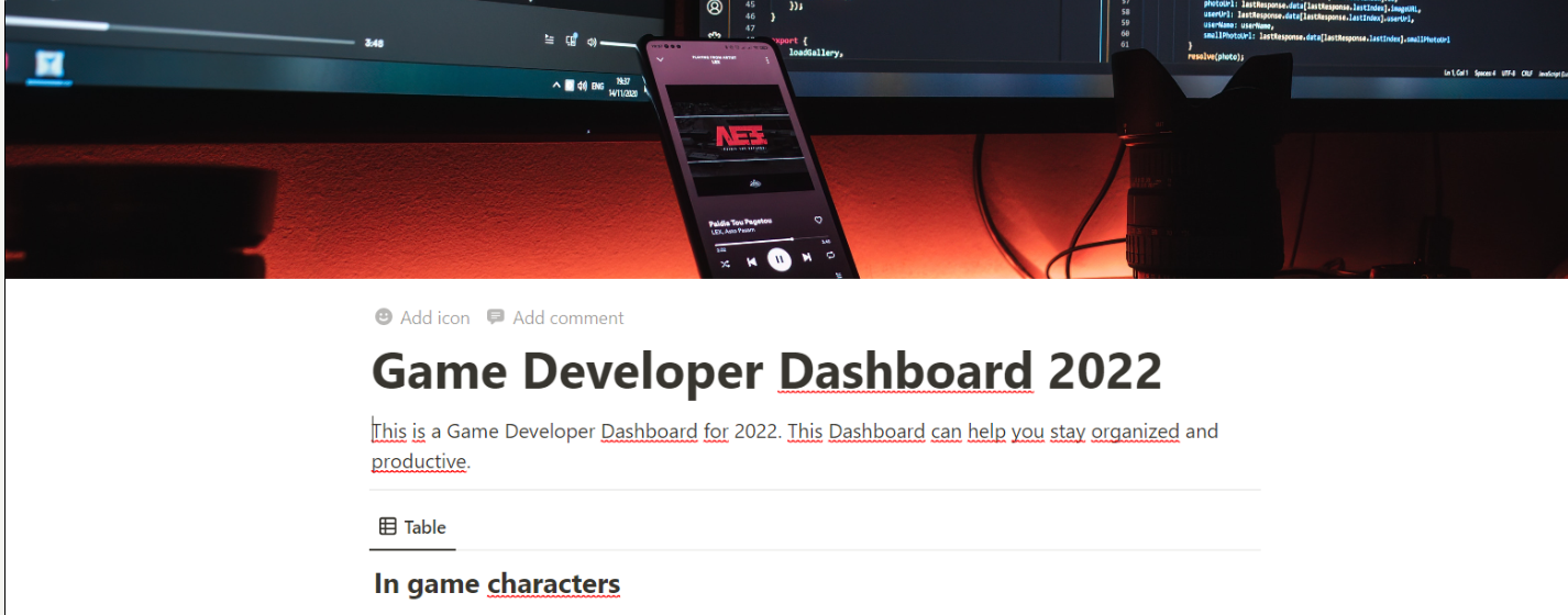 Dashboard de desarrollador de juegos media 2
