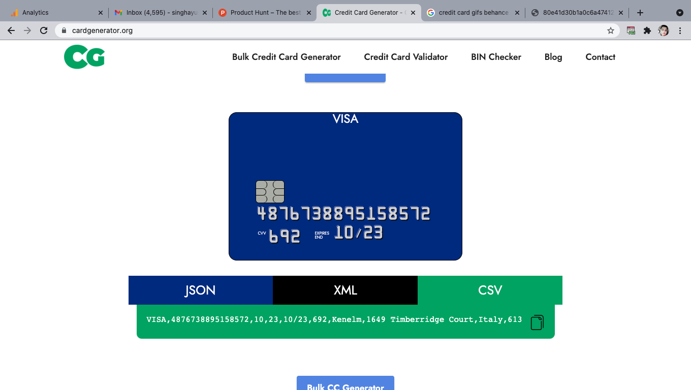 Credit Card Generator Tool [Fake Credit Card With Money]