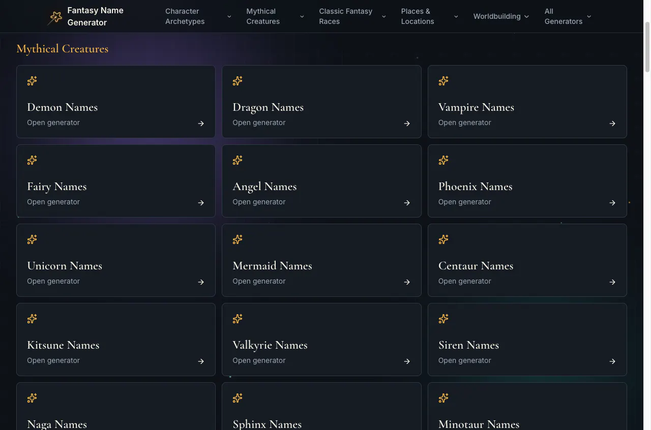 Fantasy Name Generator gallery image