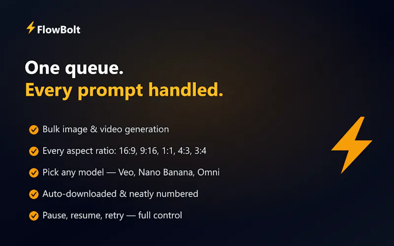 FlowBolt — Free Bulk Veo & Nano Banana screenshot 4