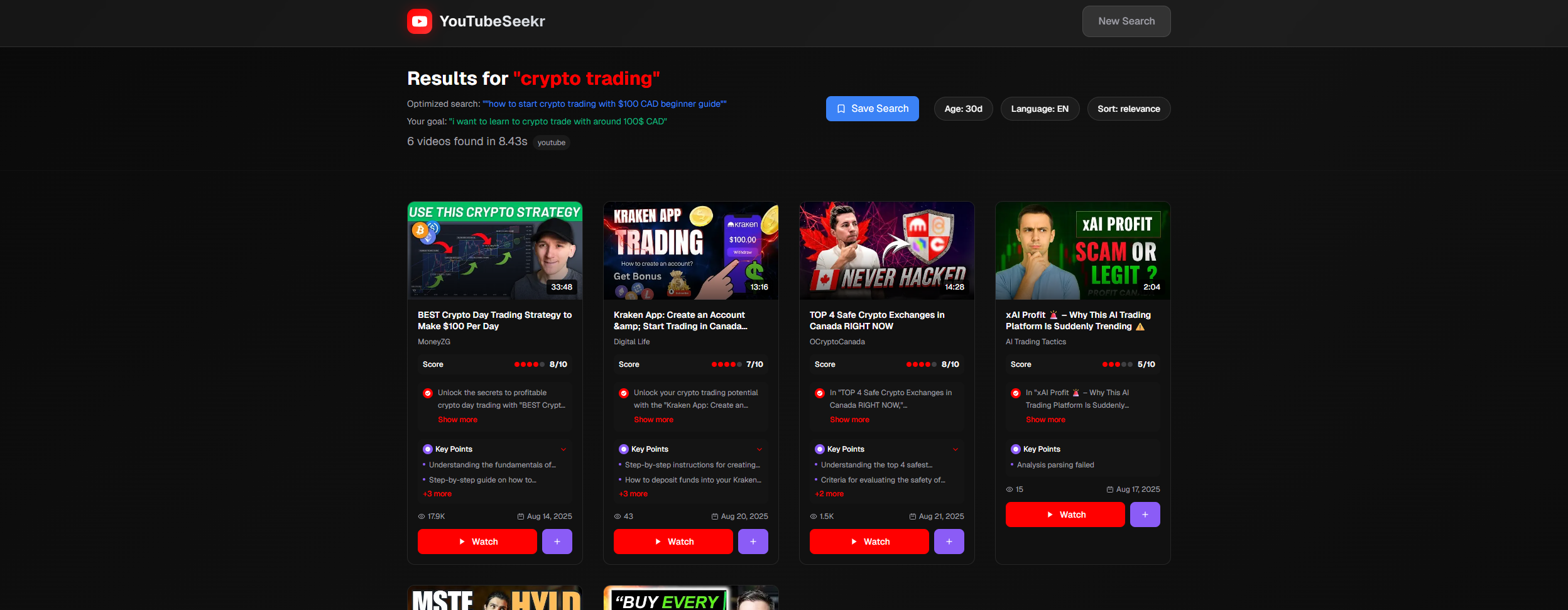Media Youtubeseekr: cari permata & trend lebih cepat - YouTube berkuasa AI mencari penonton dan pencipta 3