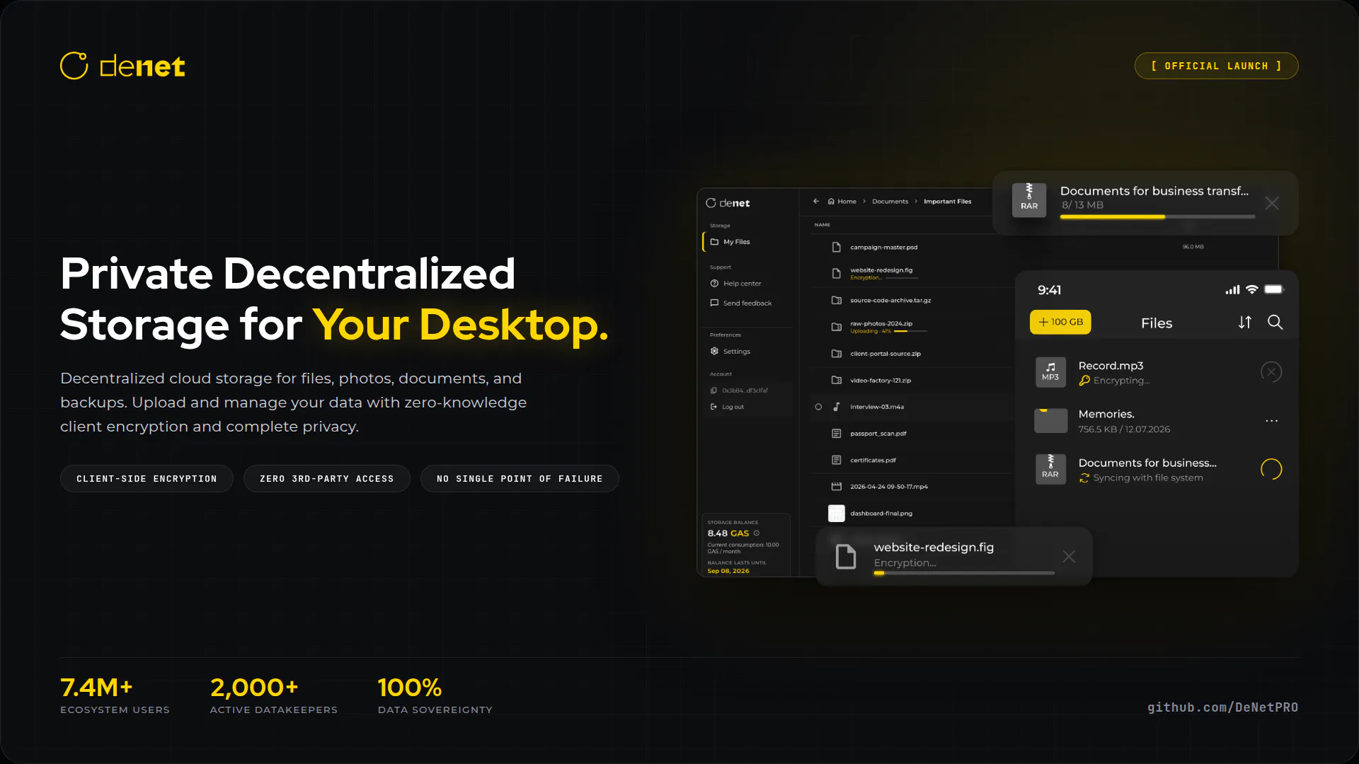 DeNet Storage Desktop screenshot 1