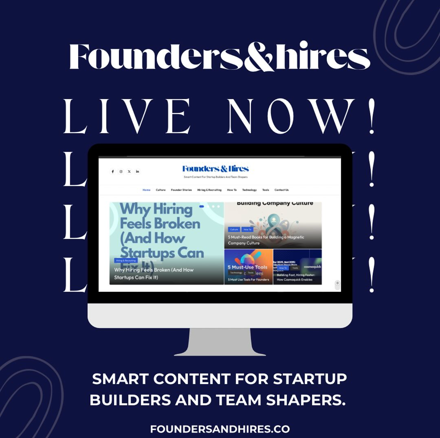 Mídia 1 de Fundadores e contratações - Conteúdo inteligente para construtores de startups e formadores de equipe.