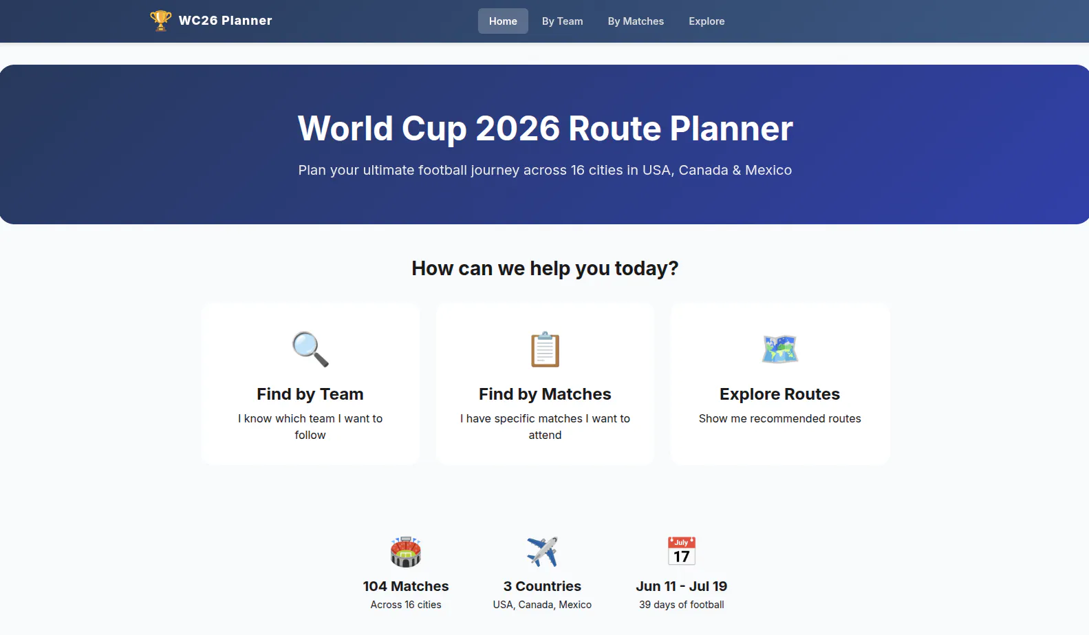 World Cup 2026 Planner のプロダクトバナー