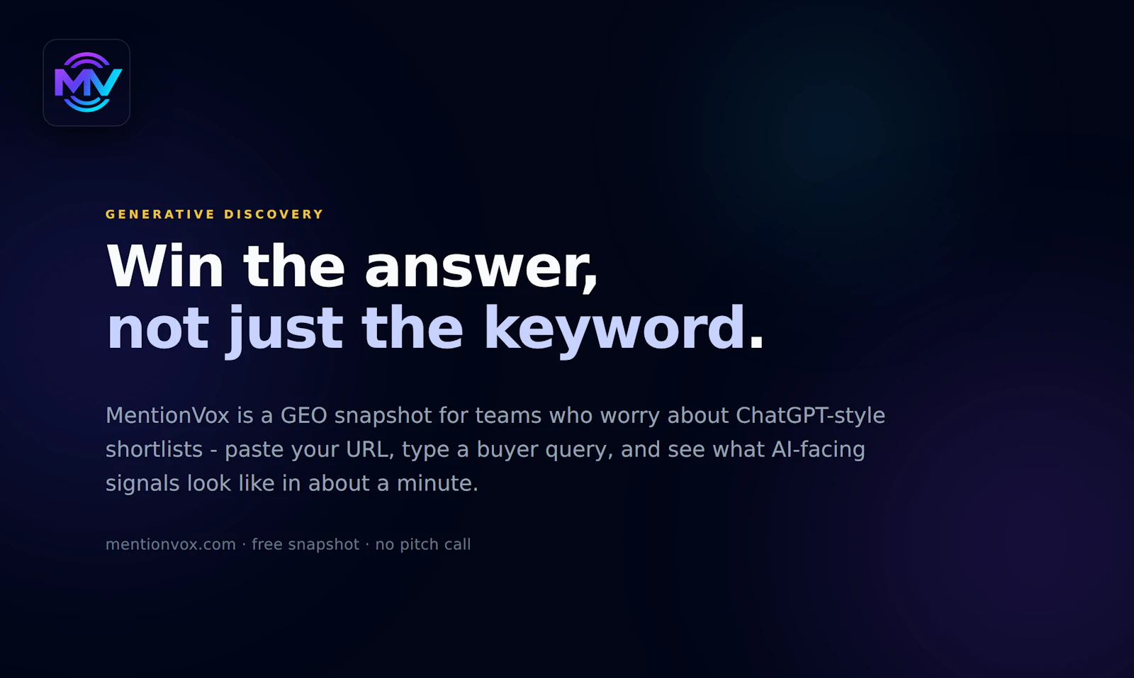 MentionVox - GEO checks for brands screenshot 1