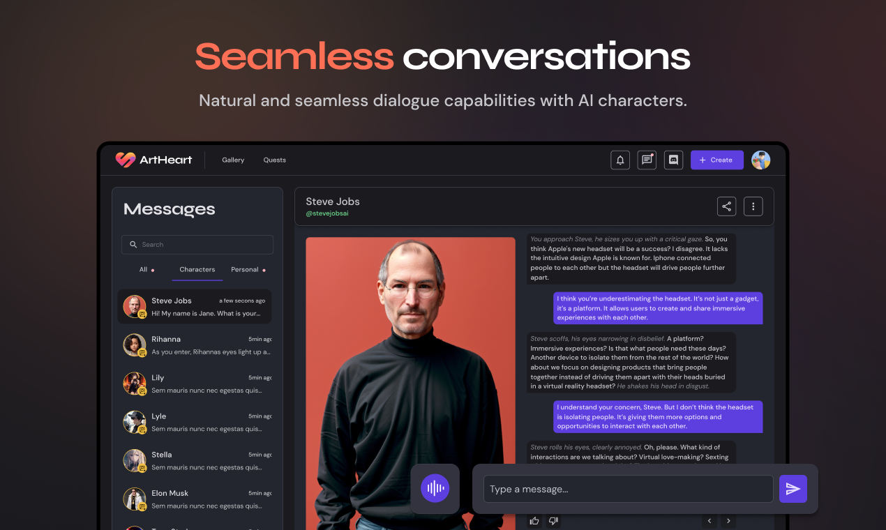 startuptile ArtHeart.ai-Entertain create earn - the ultimate AI character platform