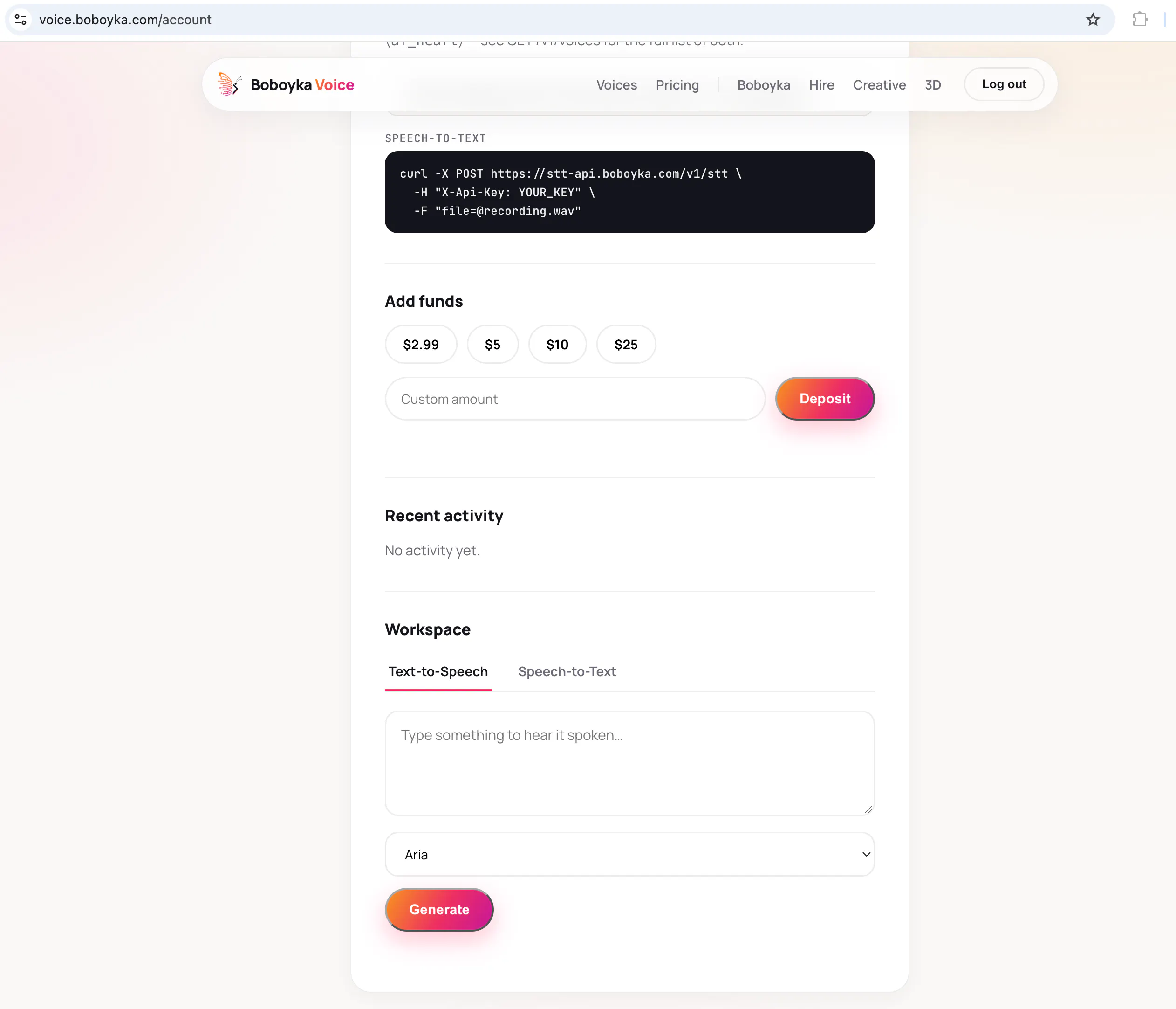 Boboyka Voice, Pay-as-u-go TTS & STT API gallery image