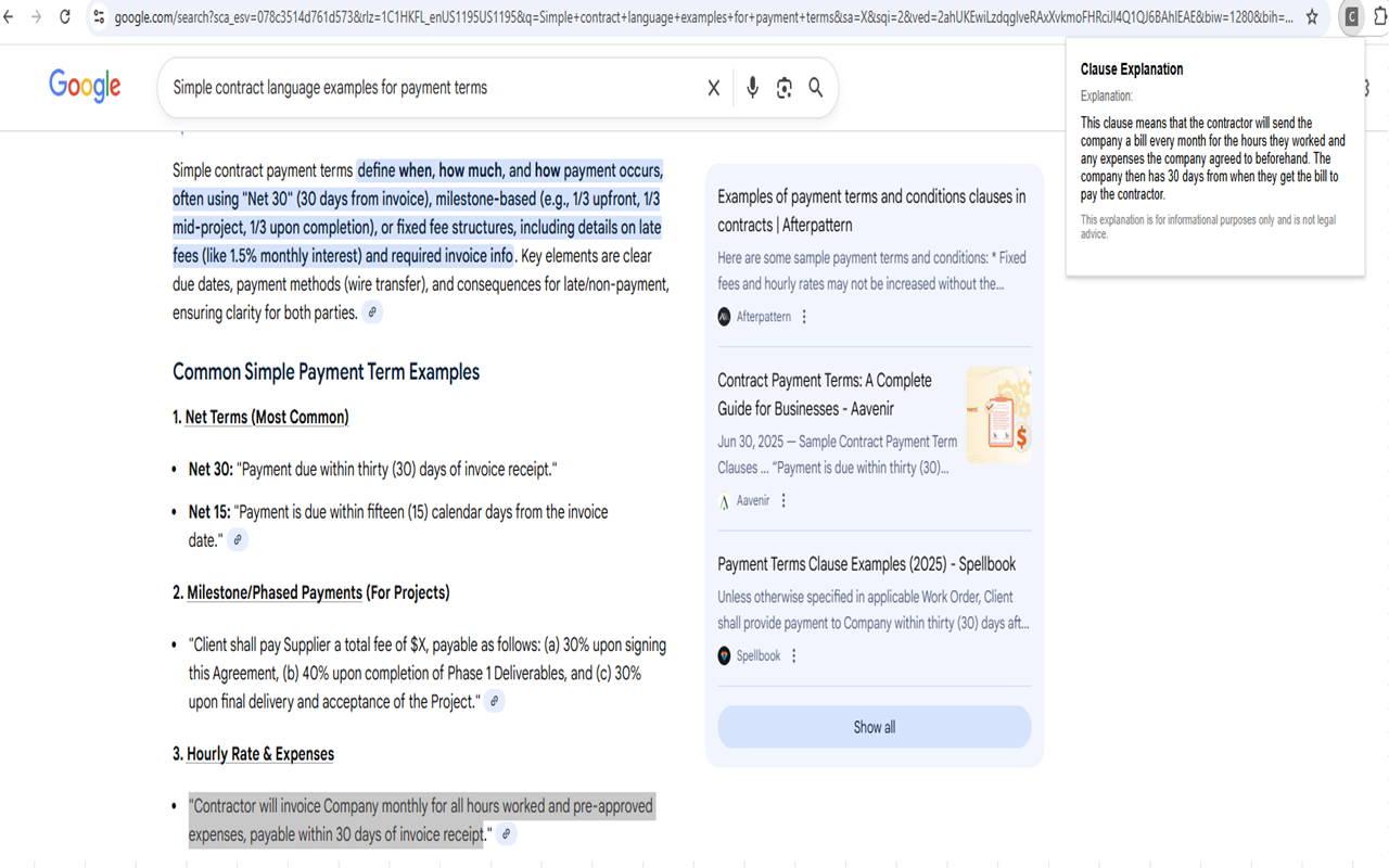Contract Clause Explainer - Screenshot 2 showing product features and functionality