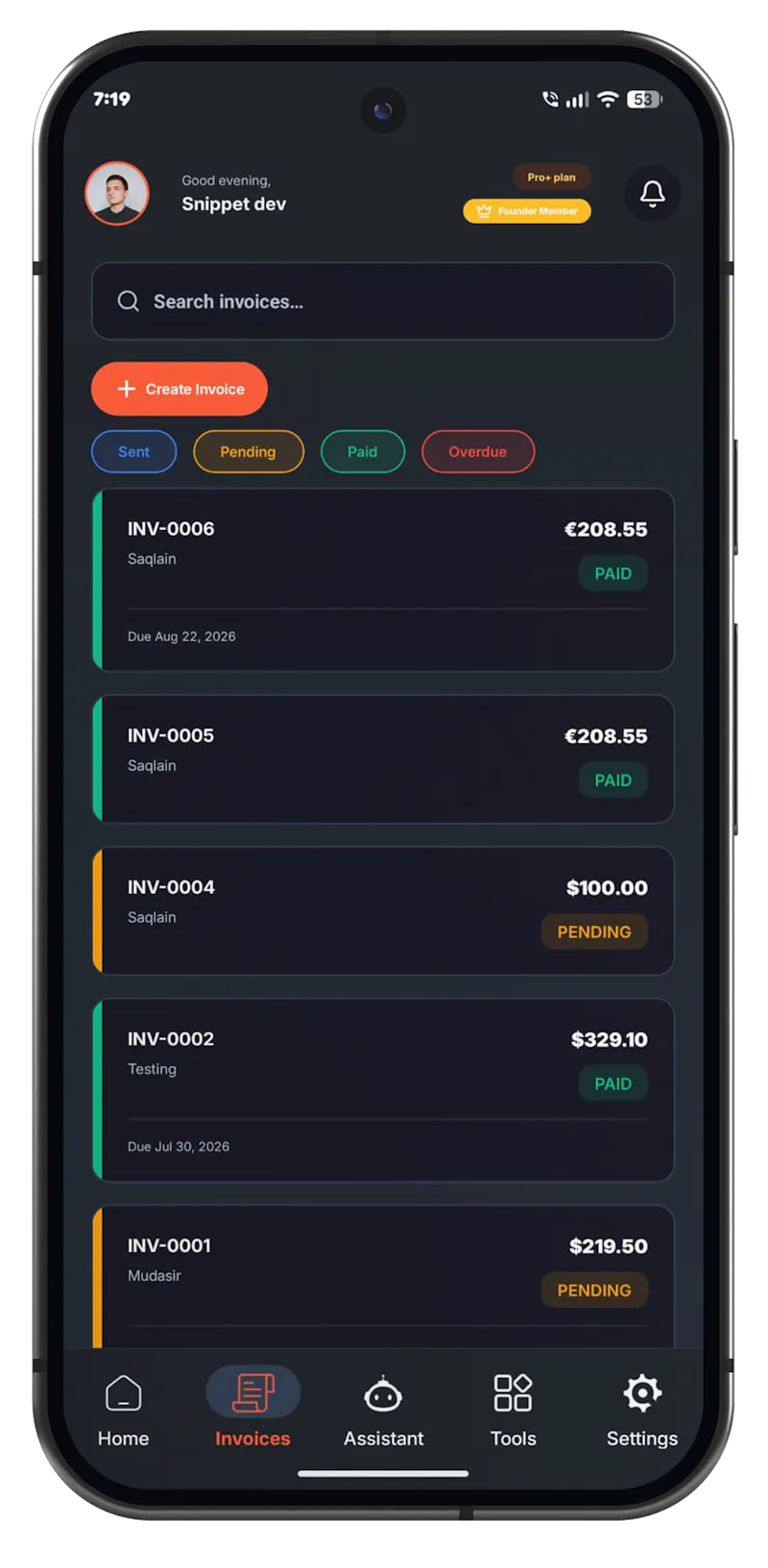 Receivo screenshot 1