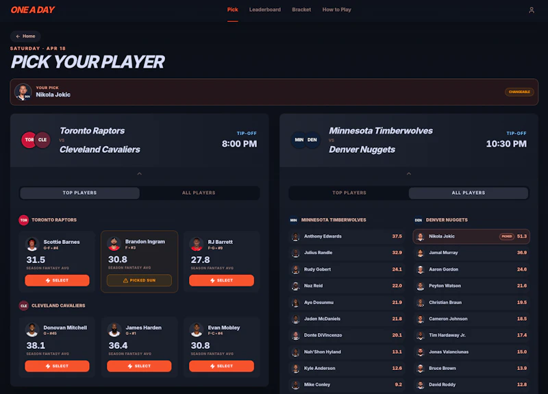 One a Day | NBA Playoffs Fantasy screenshot 8
