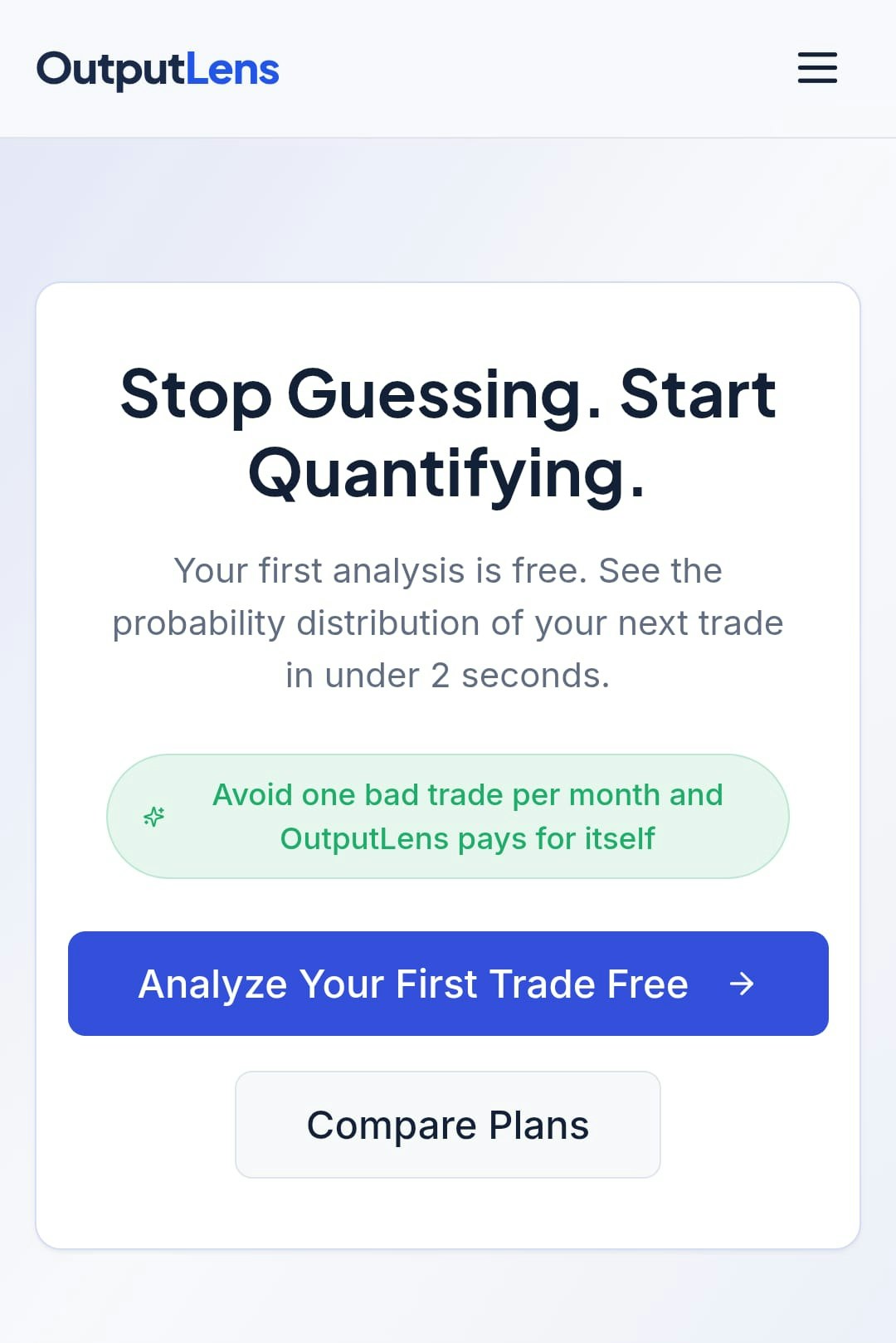 OutputLens - Main product screenshot demonstrating key features and user interface