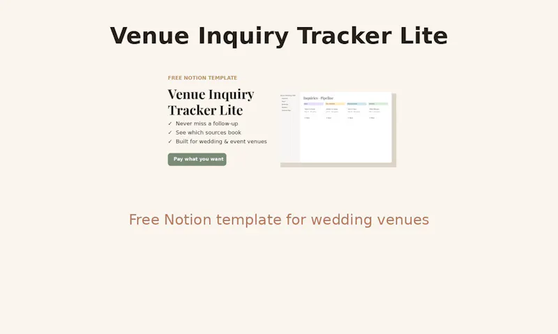 Venue Inquiry Tracker Lite screenshot 1