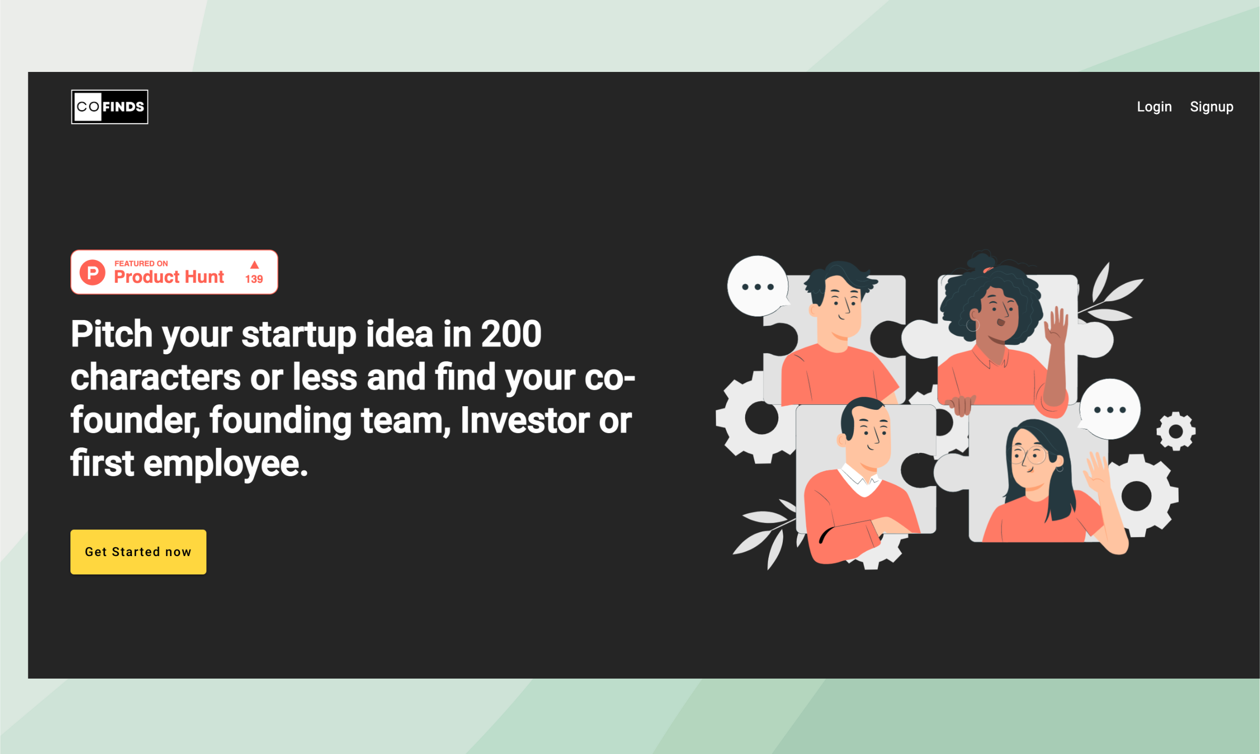 startuptile Cofinds 2.0-Pitch your startup in 200 characters and find your cofounder