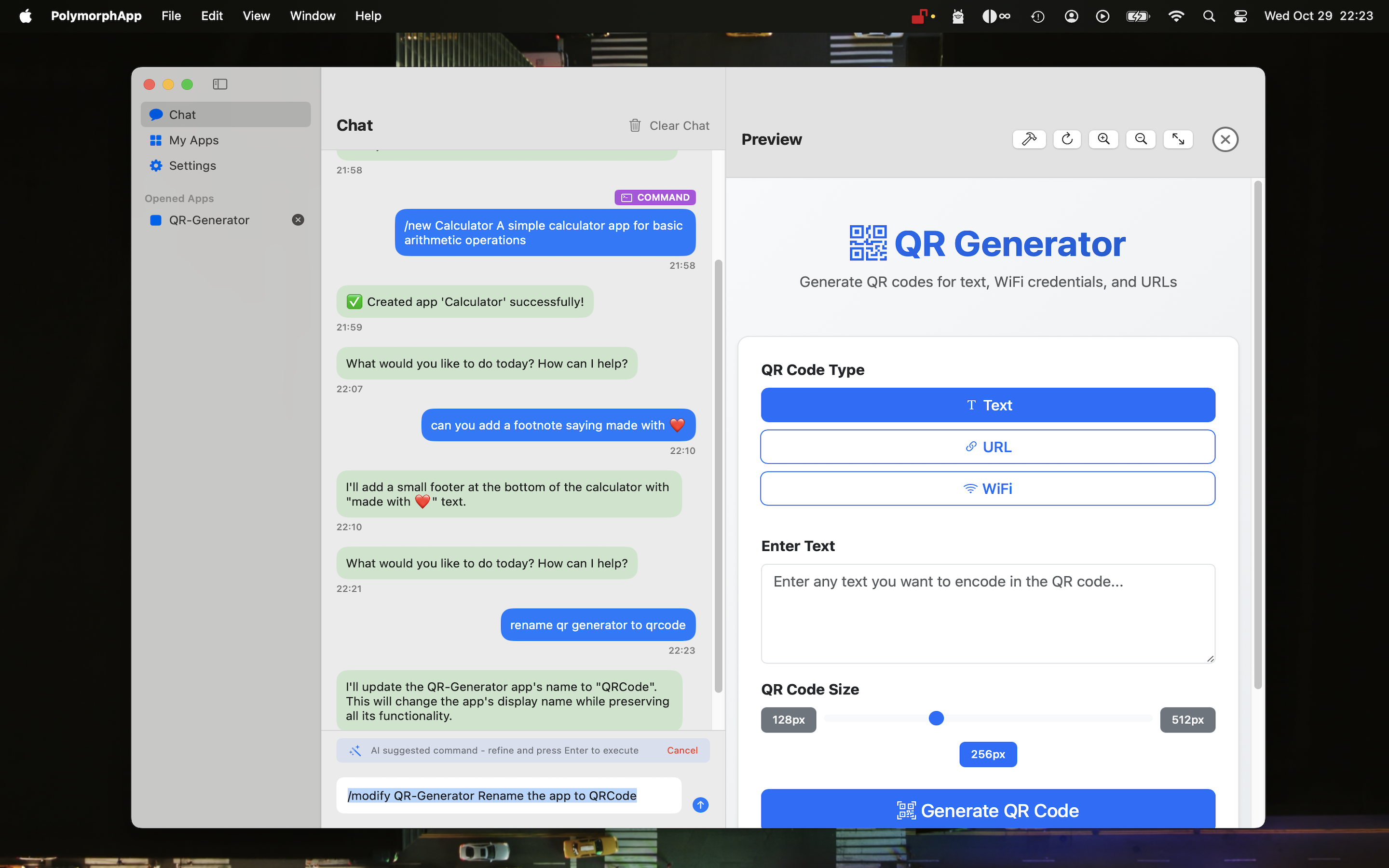 PolymorphApp - Main screenshot showing features and interface