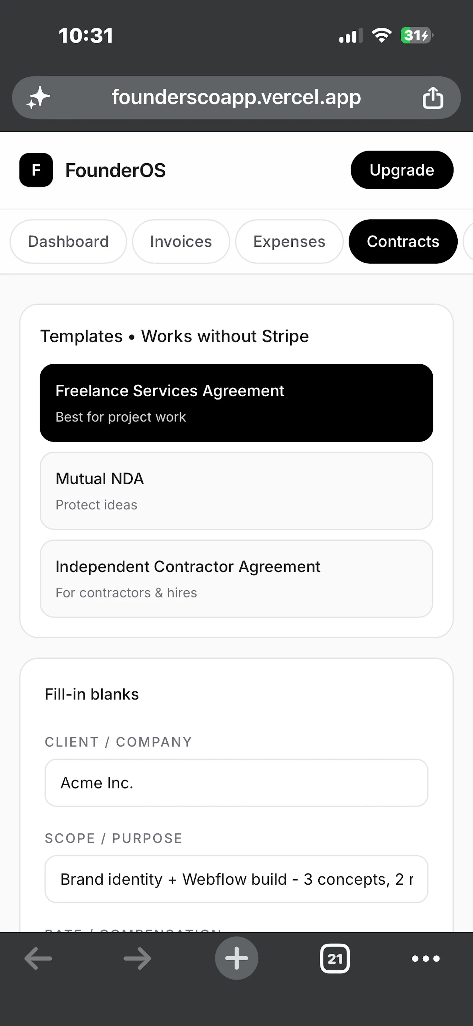 FounderOS screenshot 1