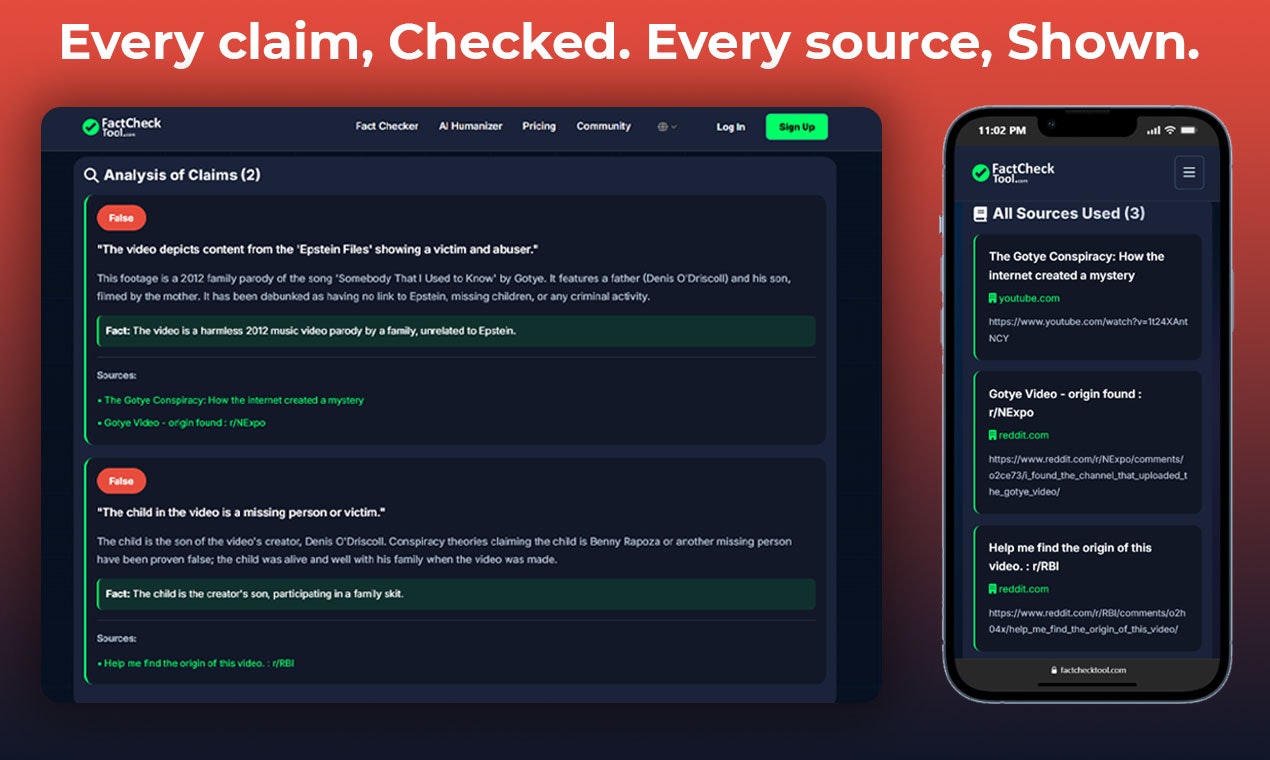 FactCheckTool.com - Screenshot 4 showing product features and functionality