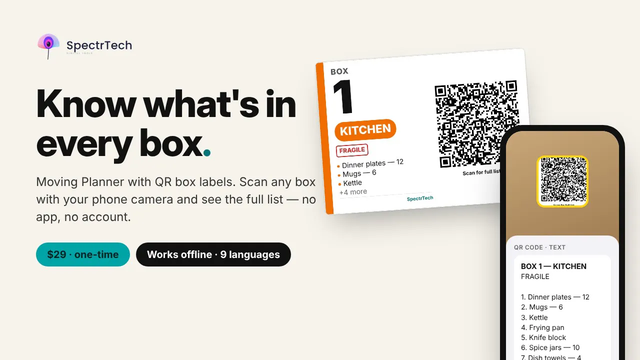 Moving Planner with QR Box Labels gallery image