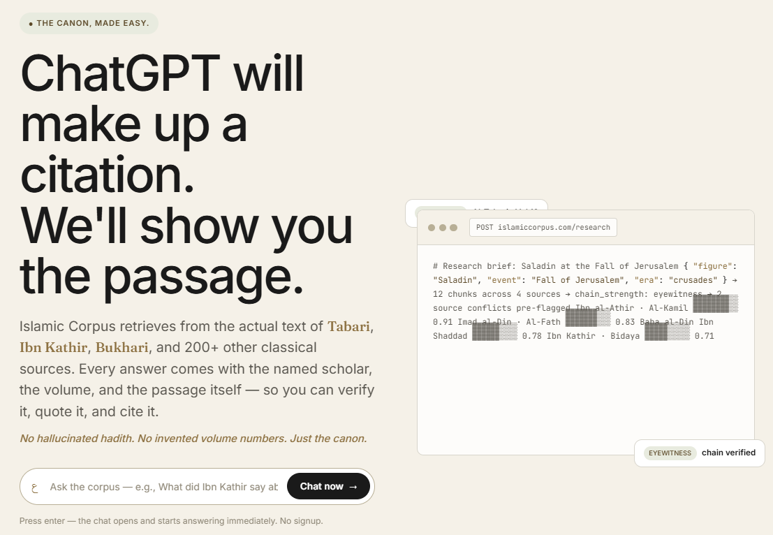 Islamic Corpus — The canon, made easy.