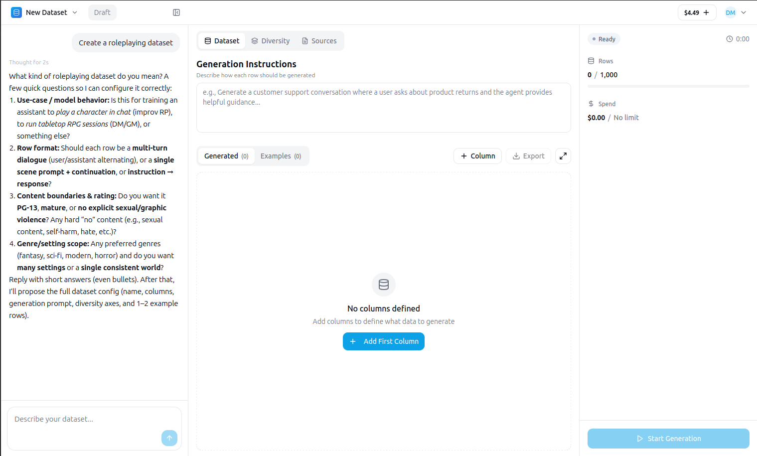 Dataset Labs - Screenshot 2 showing product features and functionality