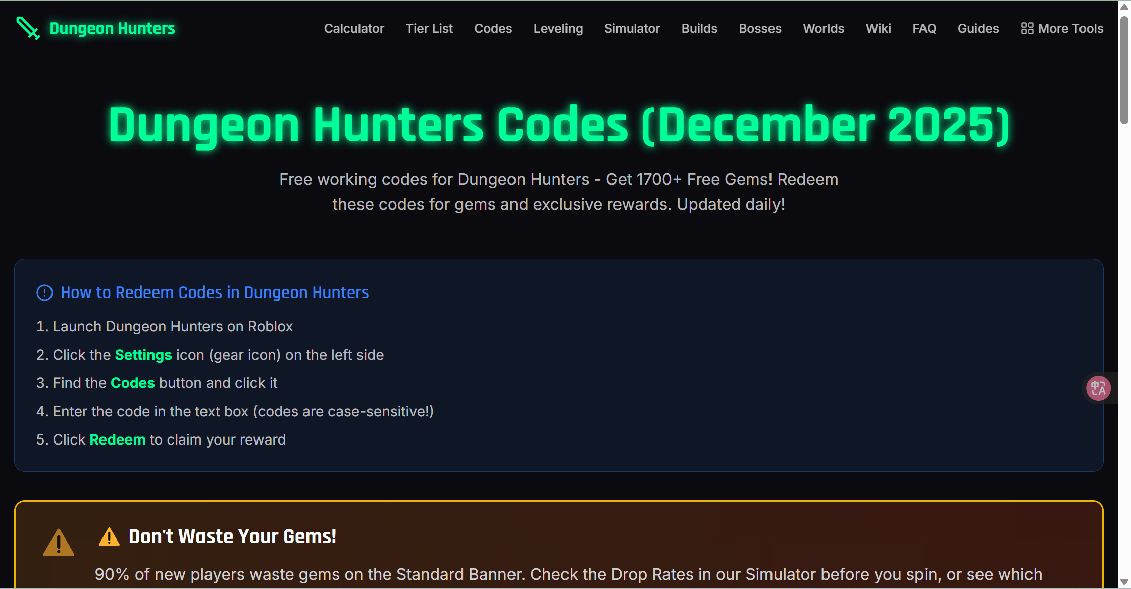 Dungeon Hunters Calculator gallery image