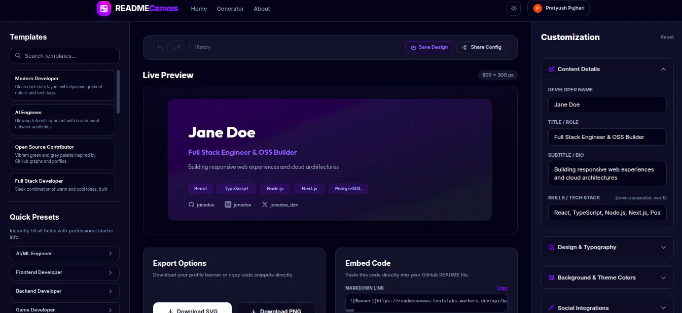 GitHub README Banner Creator