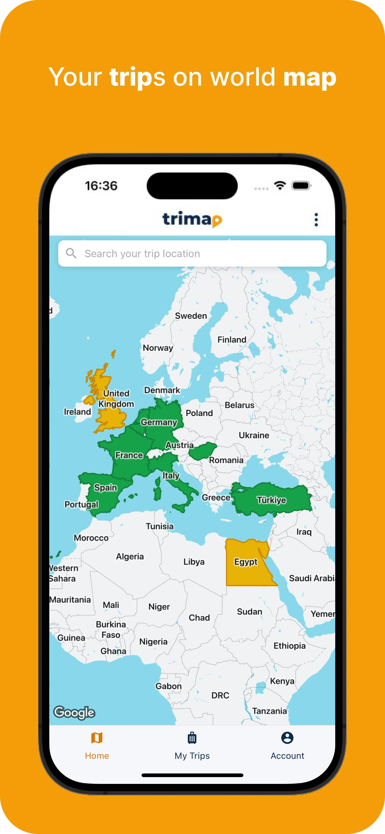 startuptile Trimap-Your trips on world map