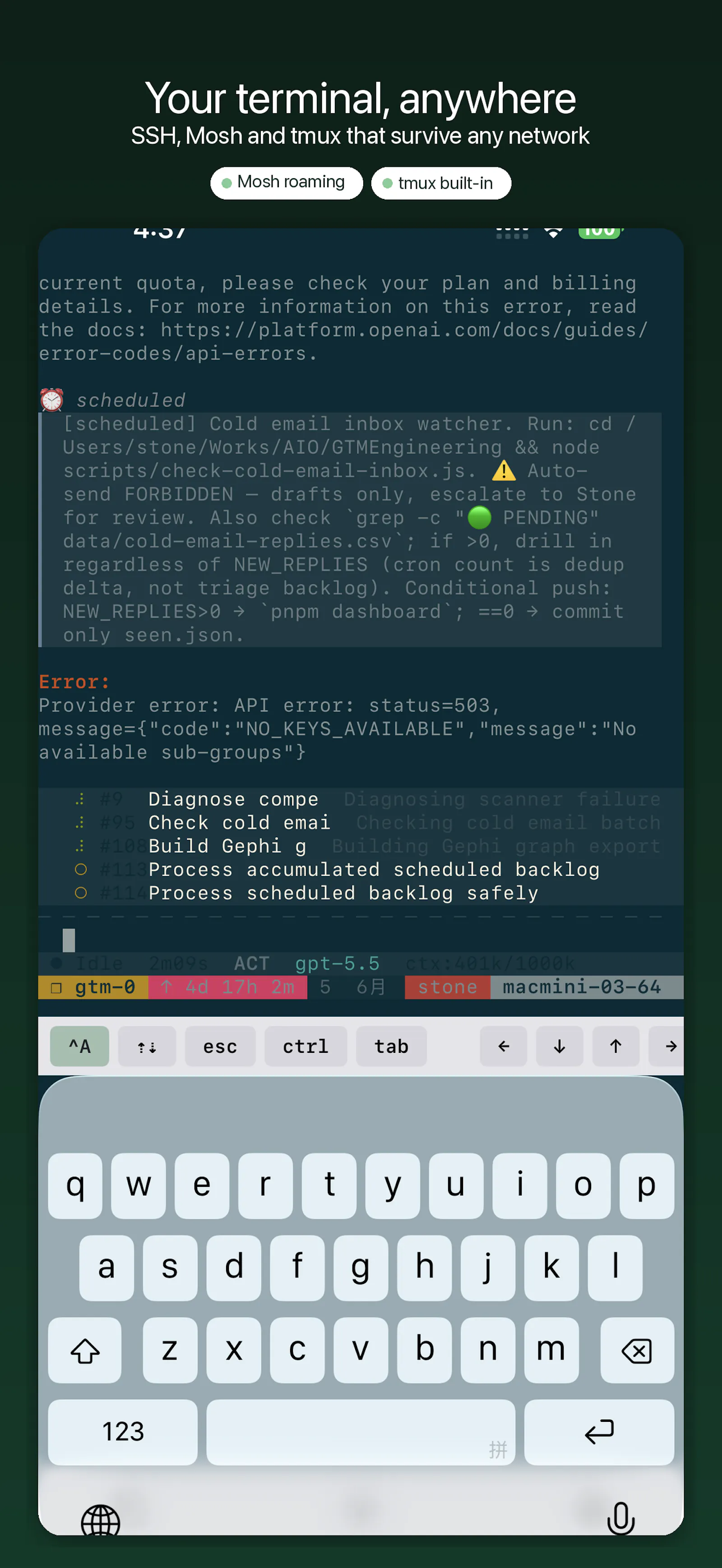 YoloShell: SSH Mosh tmux VNC screenshot 2