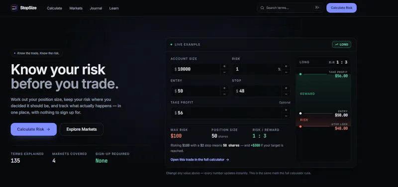 StopSize screenshot 1
