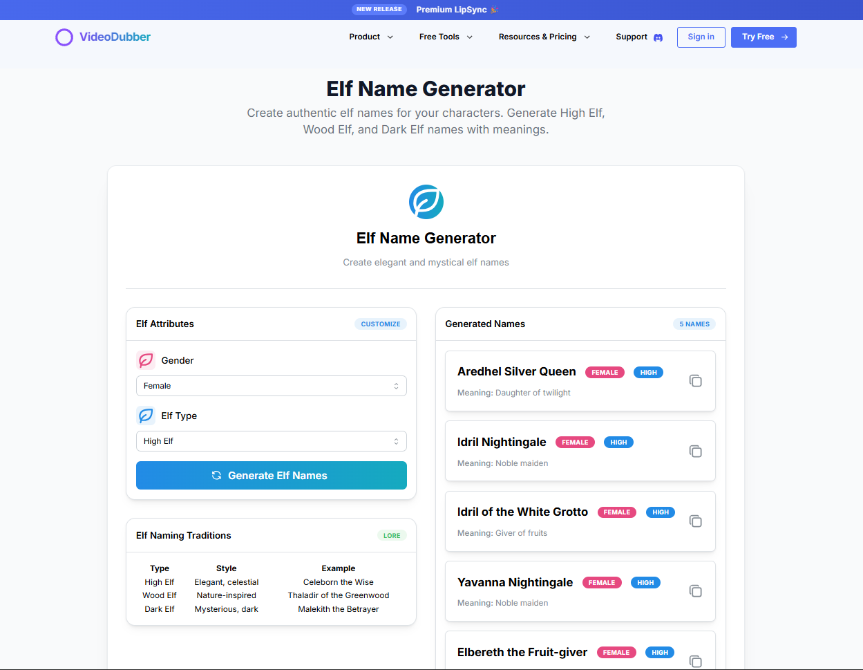Elf Name Generator gallery image