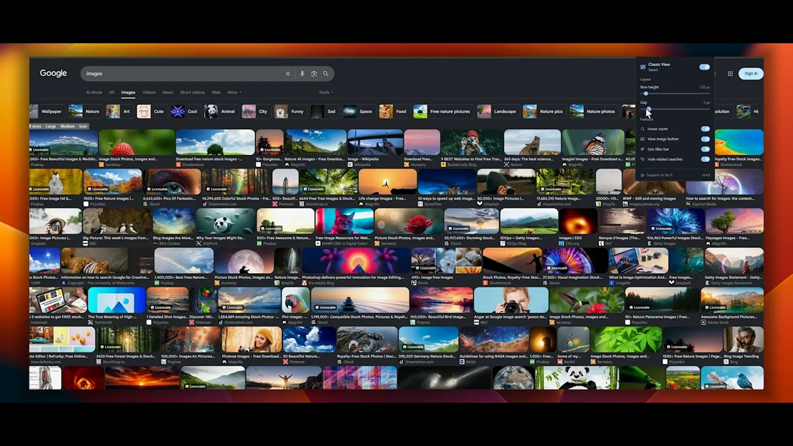 Classic View for Google Images screenshot 1 (video preview)