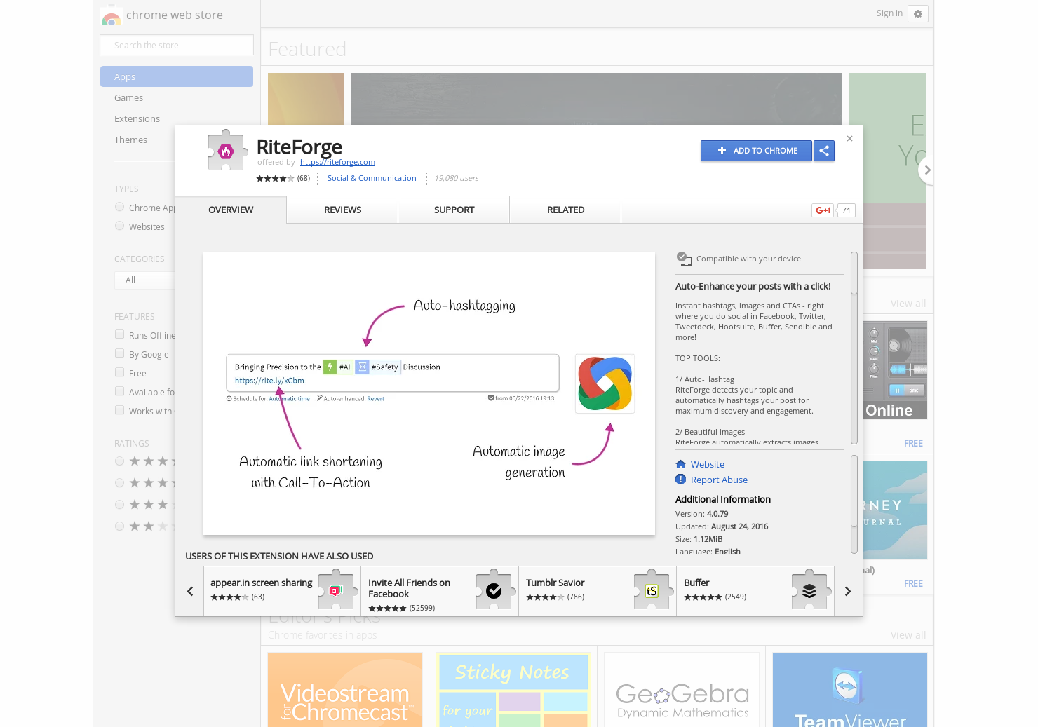 RiteTag Instant Hashtag Analytics: Chrome, FireFox, Safari gallery image