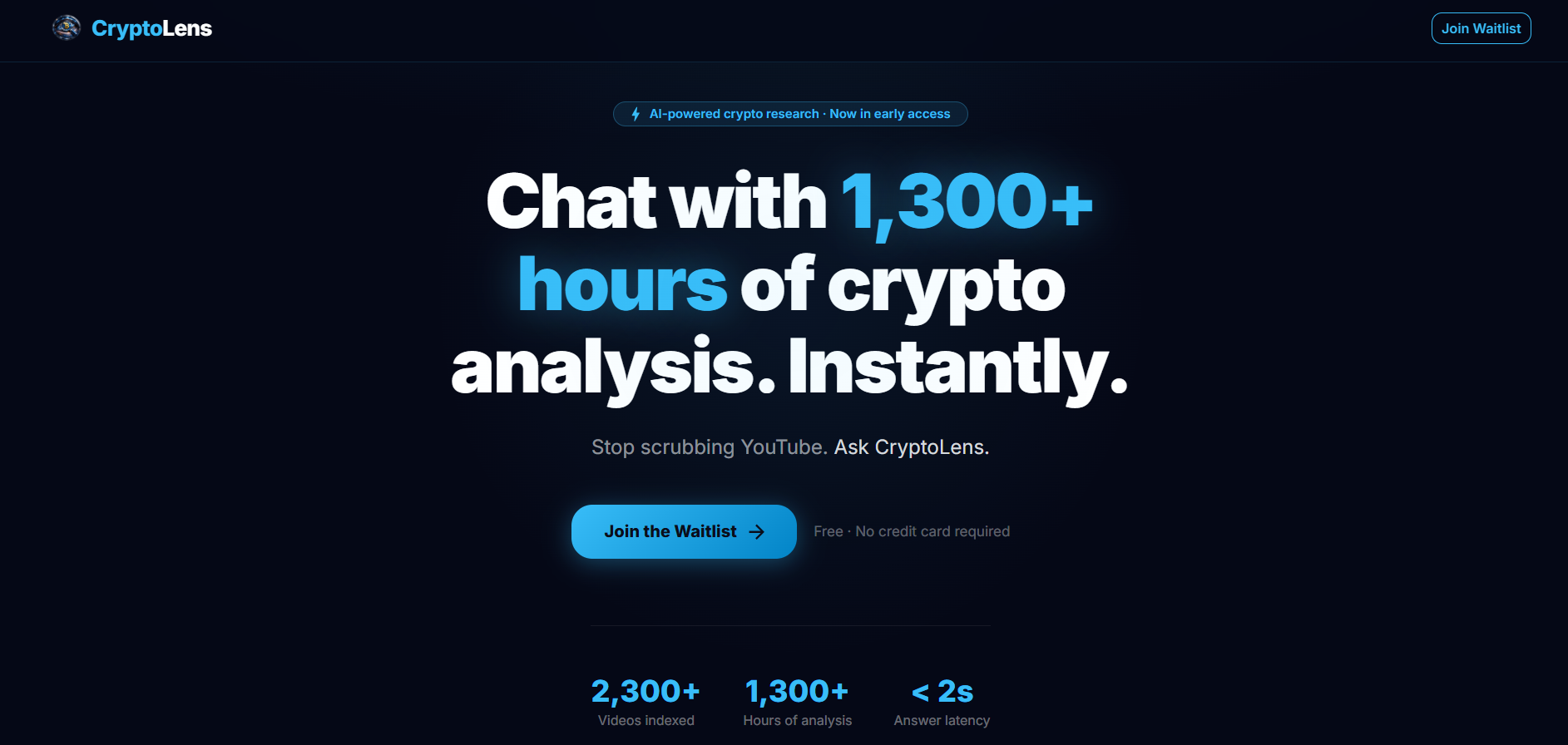 CryptoLens — AI-Powered Crypto Research - Main product screenshot demonstrating key features and user interface