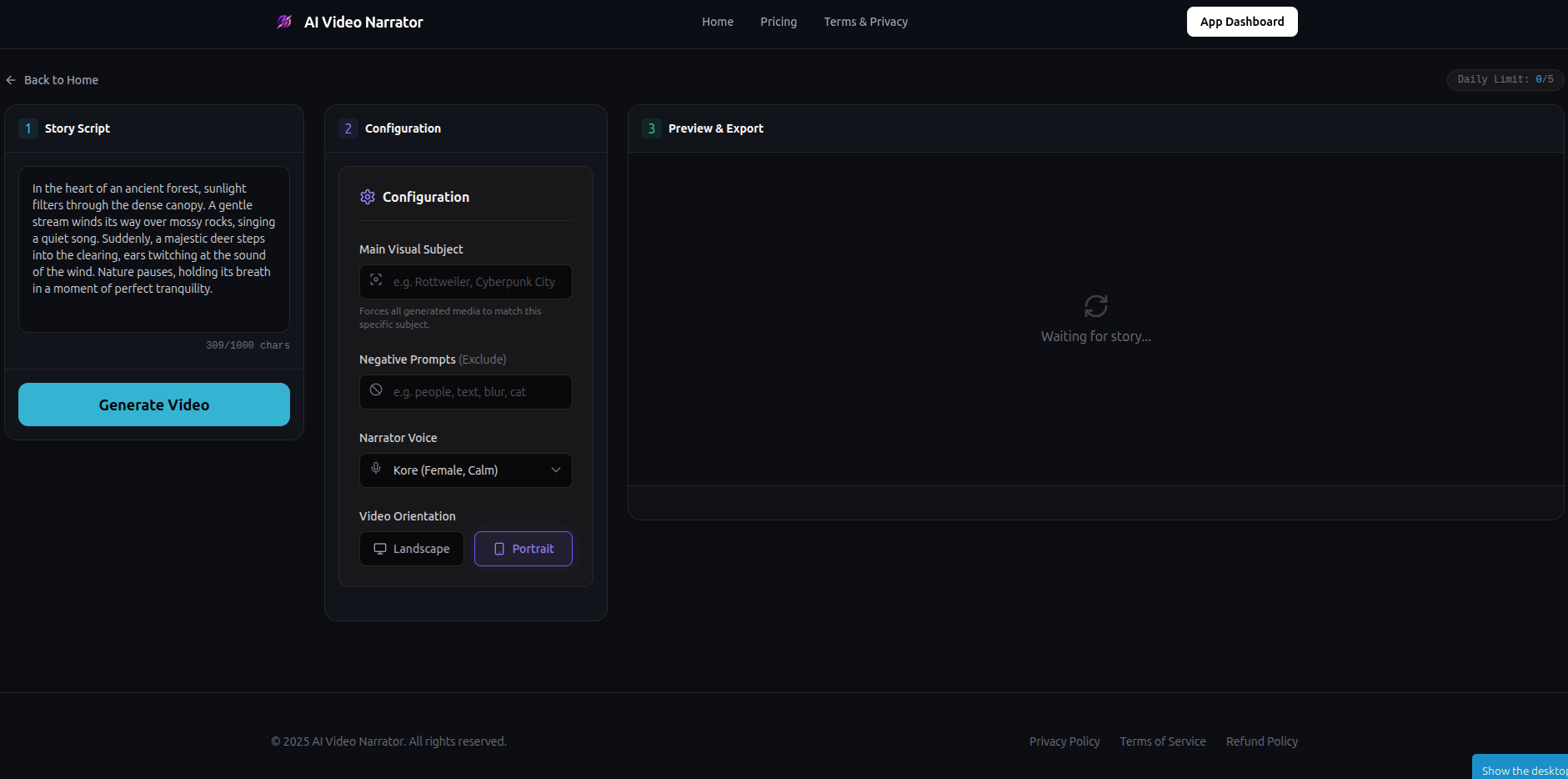 Ai Video Narrator - Screenshot 4 showing product features and functionality
