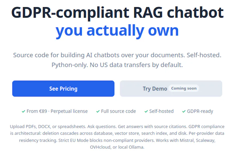 A self-hosted RAG chatbot boilerplate  screenshot 4