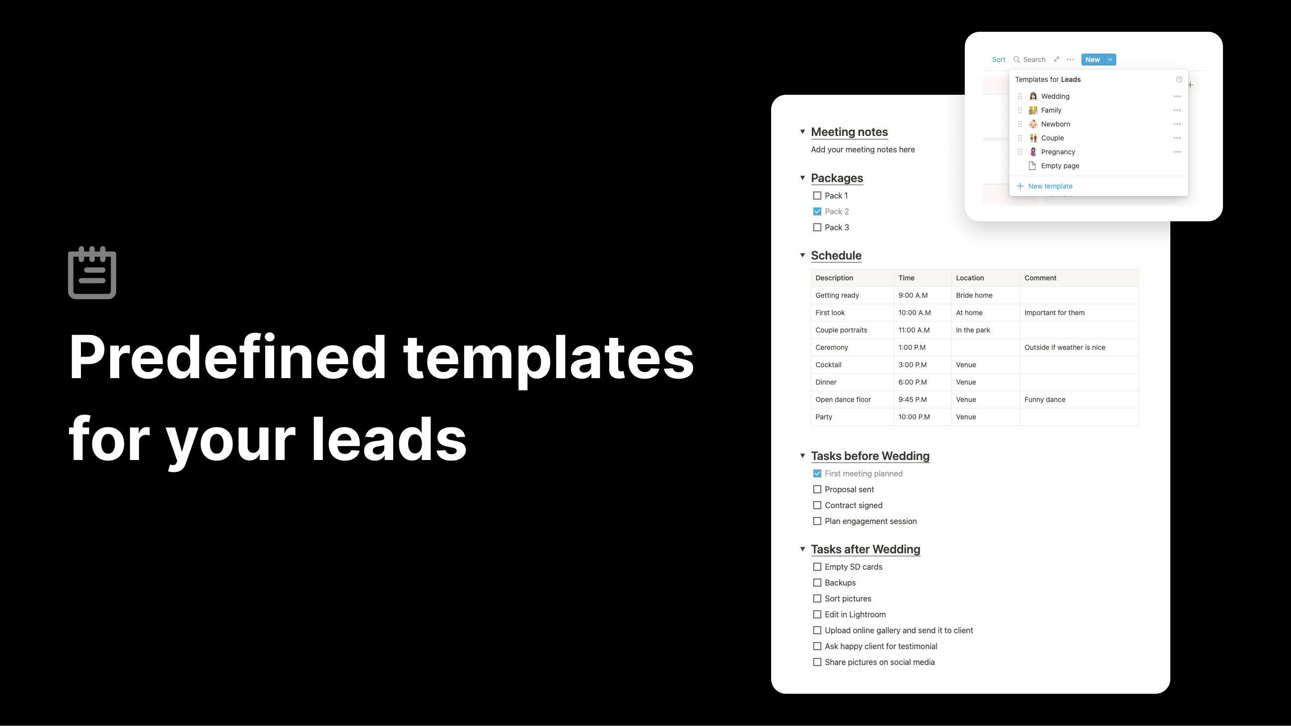 Notion lead & client management gallery image