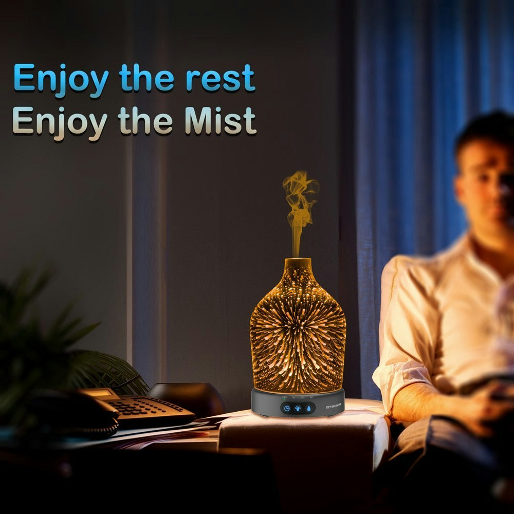 SZTROKIA 200ml Essential Oil Diffuser Humidifier, Metal Base,Ultrasonic Technology Cool Mist gallery image