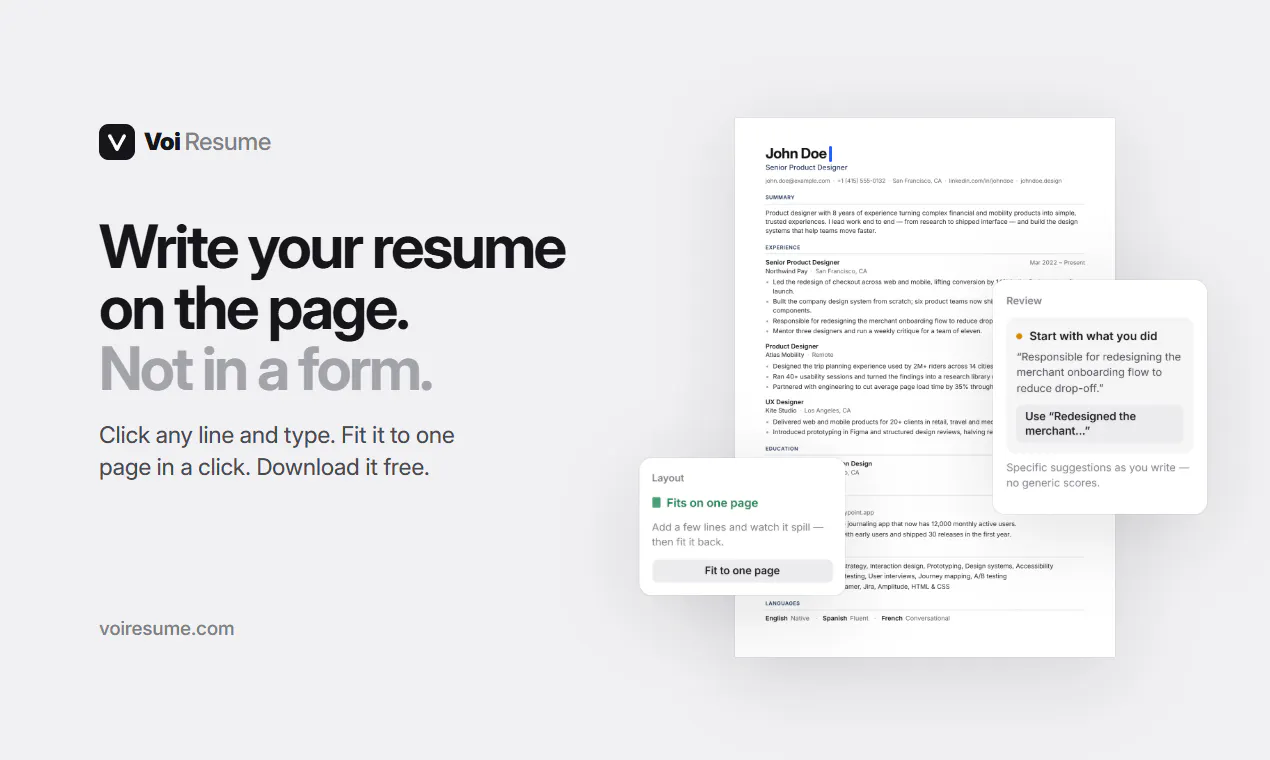 Voi Resume gallery image